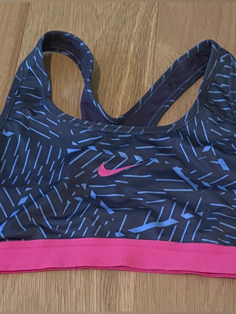 Nike Black & Pink Racerback Print Sports Bra